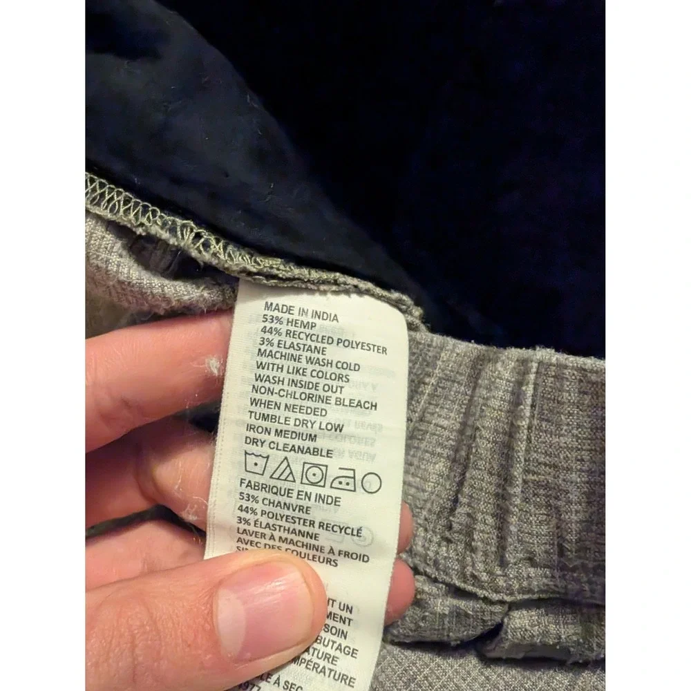 Prana Vaha Hemp Blend Men Medium Elastic Waist Drawstring Pants Gray Breathable - Picture 7 of 11